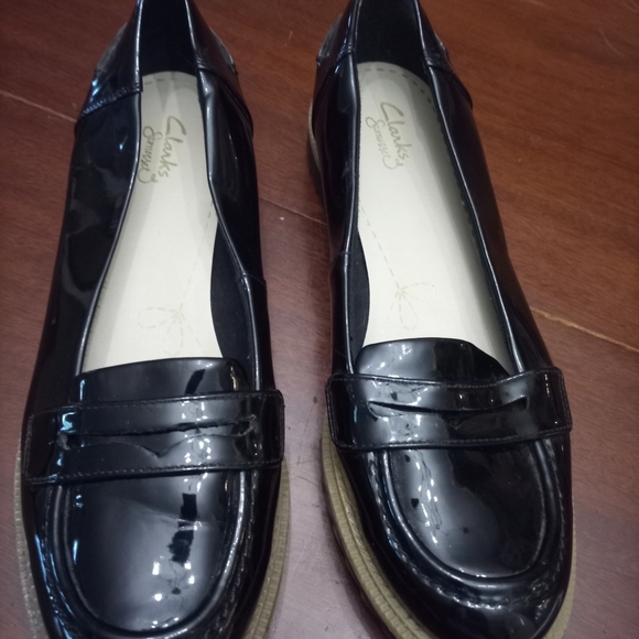 Clarks Shoes - Clarks Women's Shiny Black Loafers